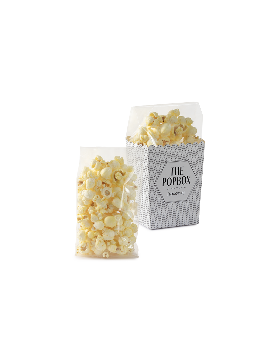 Popcornbägare Liten med färdigpoppade popcorn